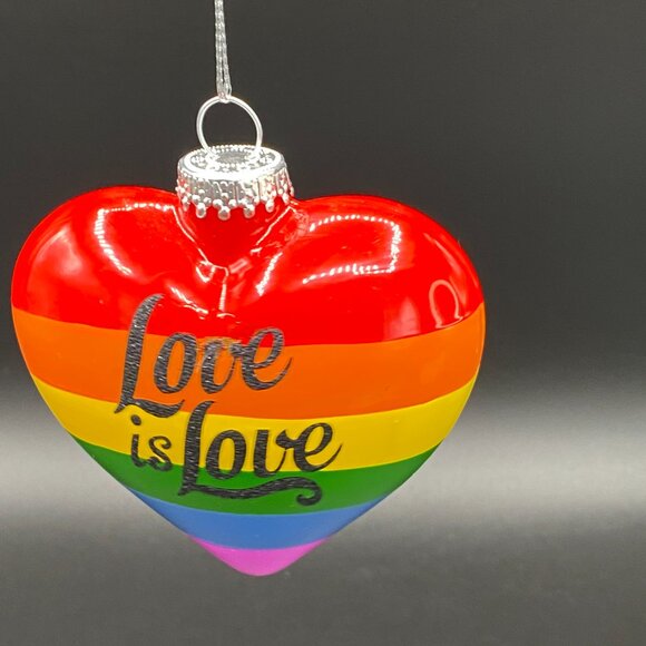 Love is Love Pride Heart Christmas Tree Ornament Holiday Seasonal Decor - Picture 6 of 13